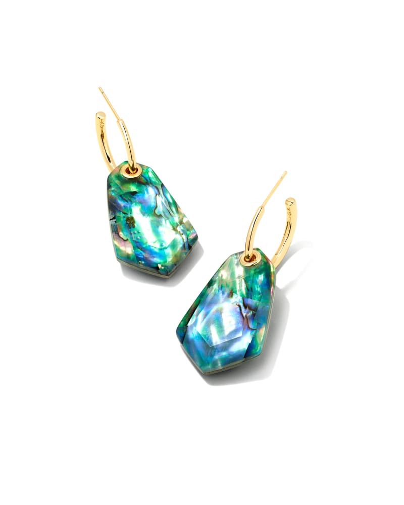 Ashlyn Gold Convertible Statement Huggie Earrings in Abalone image number 0